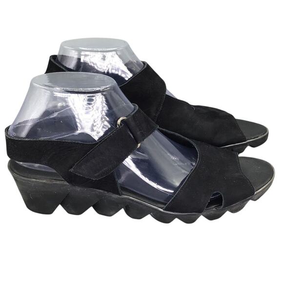 Arche Sandals Womens 5 M Black Nubuck Slingback Wedge Adjustable Strap - Picture 1 of 7